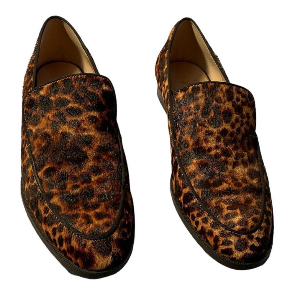 Zara Women’s Cow Furskin Leopard Print Loafers shoes Size 39 - Picture 2 of 13